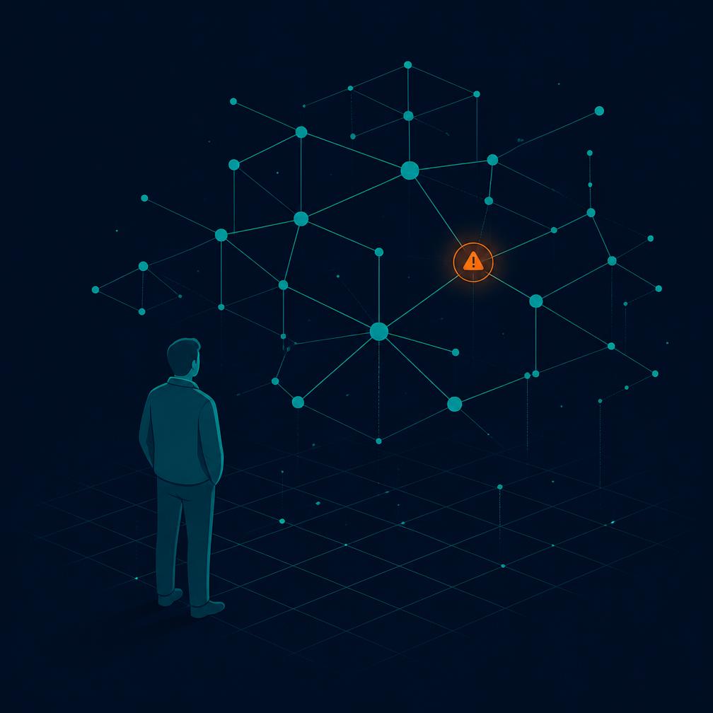Ilustración de una persona observando el recorrido del trabajo y sus señales.